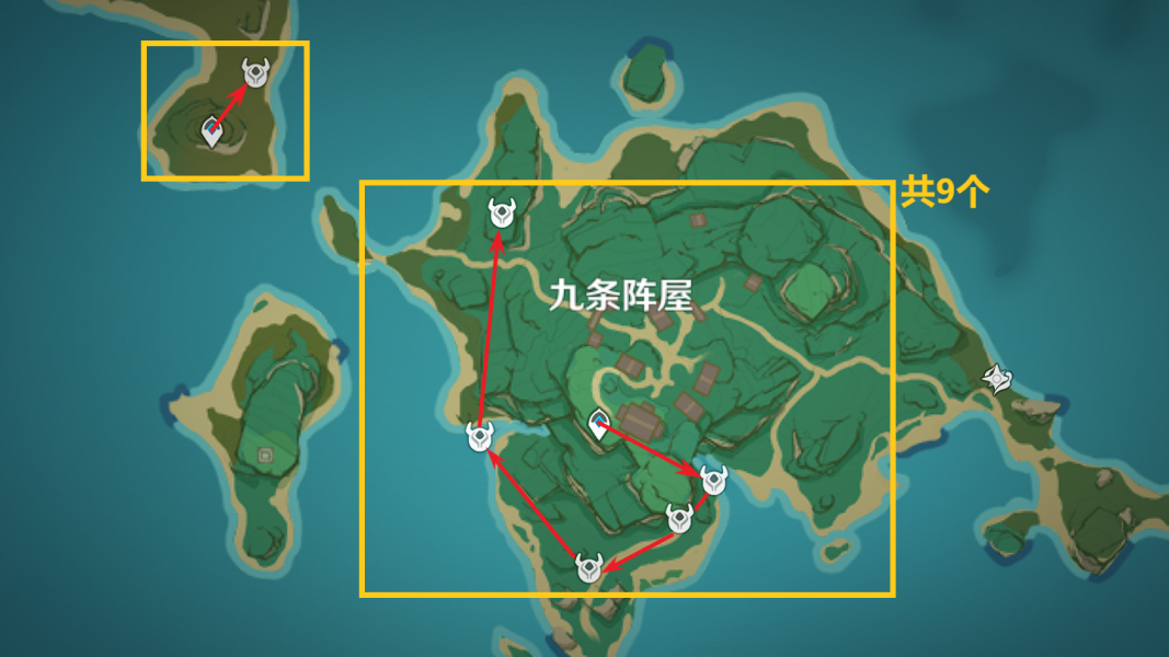《原神》3.8盗宝团讨伐路线分布图