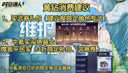 《时空猎人3》黄钻怎么消费好